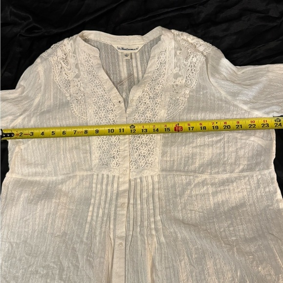 Tantrums lightweight white beachy boho peasant resortwear Lagenlook pop over top - Picture 7 of 10